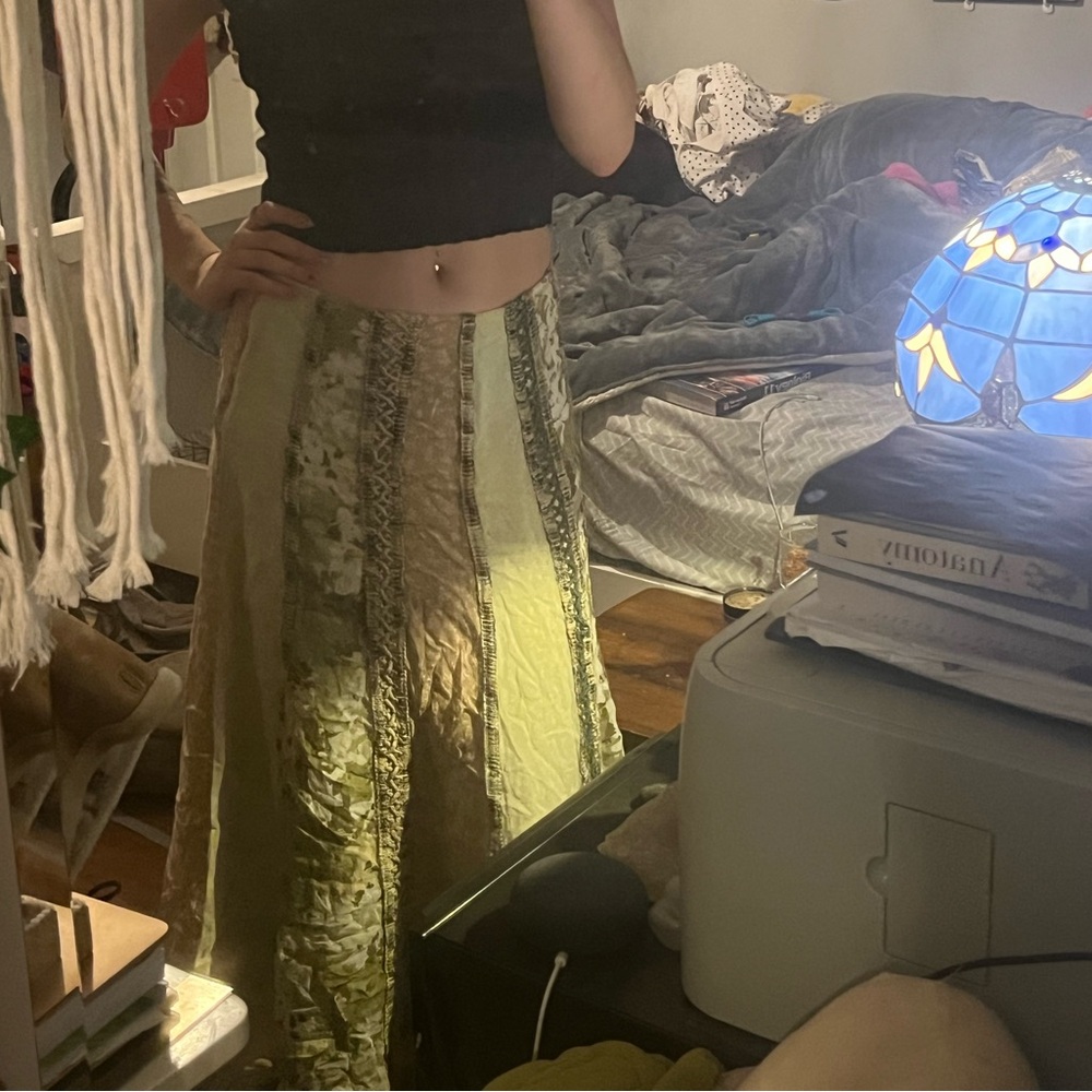 Patch art boho hippy long skirt
